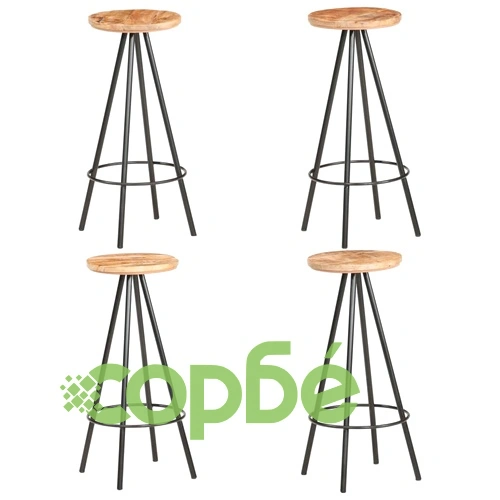 Бар табуретки, 4 бр, грубо мангово дърво ➤ топ цена ➤ sorbe.bg