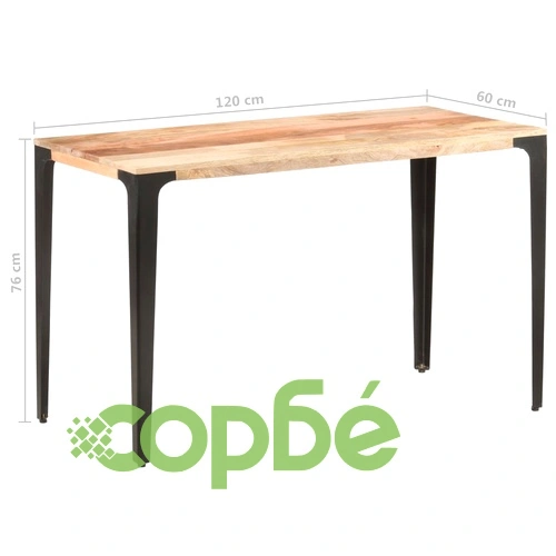 Трапезна маса, 120x60x76 см, мангово дърво масив ➤ топ цена ➤ sorbe.bg