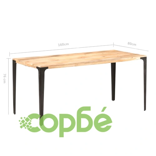 Трапезна маса, 160x80x76 см, мангово дърво масив ➤ топ цена ➤ sorbe.bg