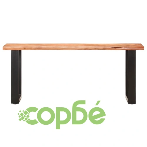 Пейка с живи ръбове, 110 см, акация масив и стомана ➤ топ цена ➤ sorbe.bg