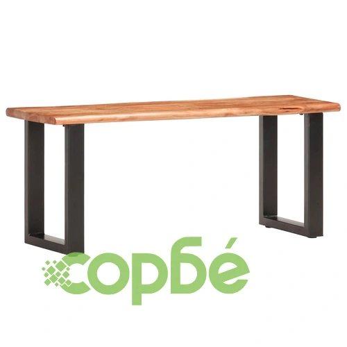 Пейка с живи ръбове, 110 см, акация масив и стомана ➤ топ цена ➤ sorbe.bg