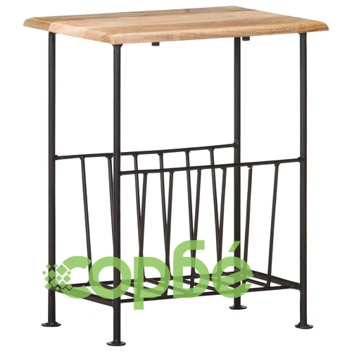 Поставка за списания 40x30x50 см мангово дърво масив и стомана ➤ топ цена ➤ sorbe.bg