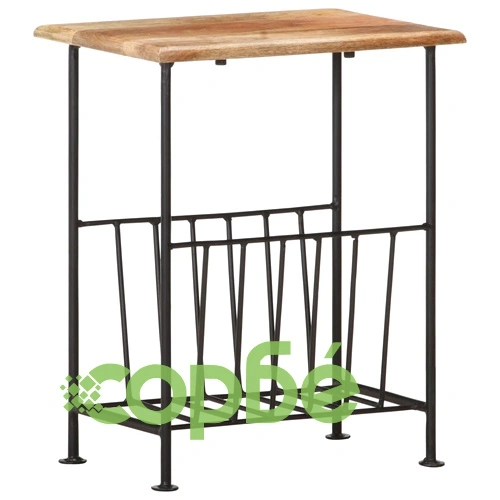 Поставка за списания 40x30x50 см мангово дърво масив и стомана ➤ топ цена ➤ sorbe.bg