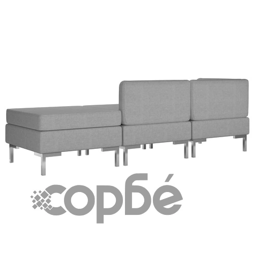 Комплект дивани, 3 части, текстил, светлосиви ➤ топ цена ➤ sorbe.bg