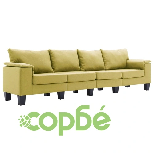 4-местен диван, зелен, текстил ➤ топ цена ➤ sorbe.bg