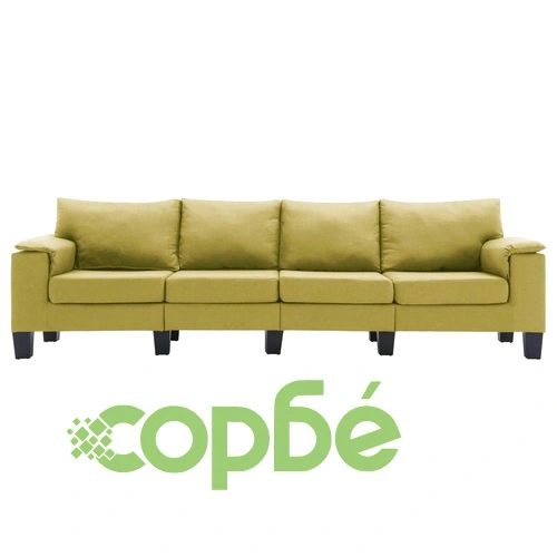 4-местен диван, зелен, текстил ➤ топ цена ➤ sorbe.bg