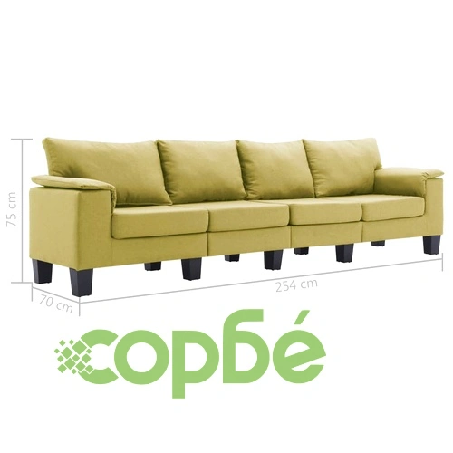 4-местен диван, зелен, текстил ➤ топ цена ➤ sorbe.bg