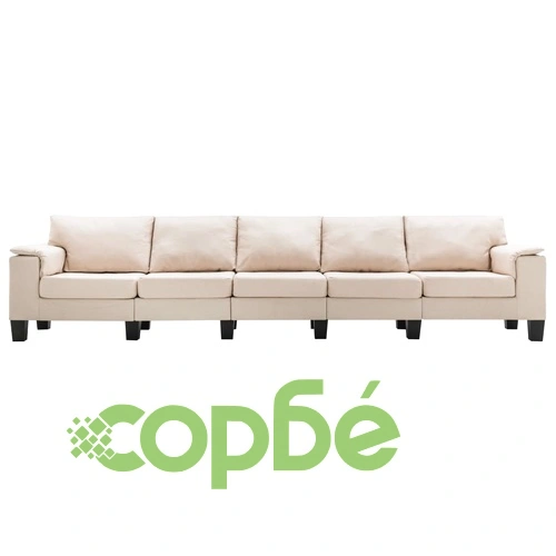 5-местен диван, кремав, текстил ➤ топ цена ➤ sorbe.bg