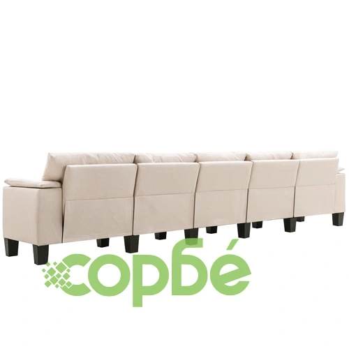 5-местен диван, кремав, текстил ➤ топ цена ➤ sorbe.bg