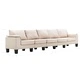 5-местен диван, кремав, текстил