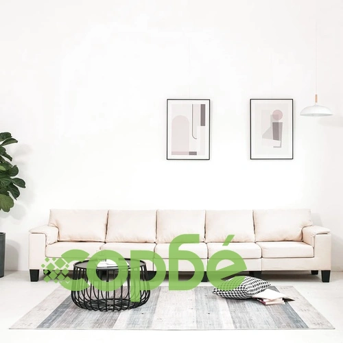 5-местен диван, кремав, текстил ➤ топ цена ➤ sorbe.bg