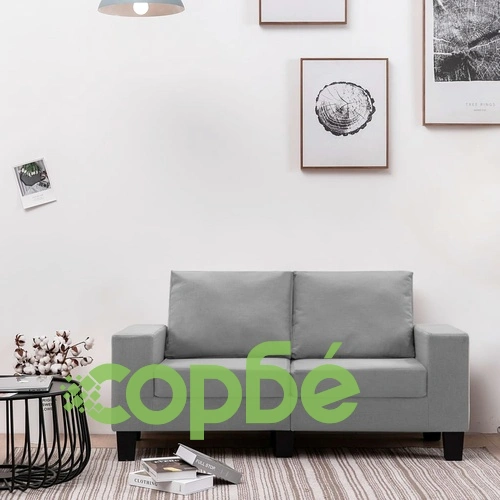 2-местен диван, светлосив, текстил ➤ топ цена ➤ sorbe.bg