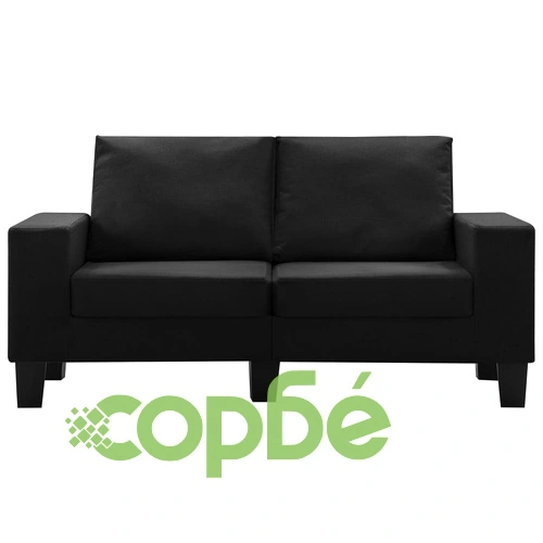 2-местен диван, черен, текстил ➤ топ цена ➤ sorbe.bg