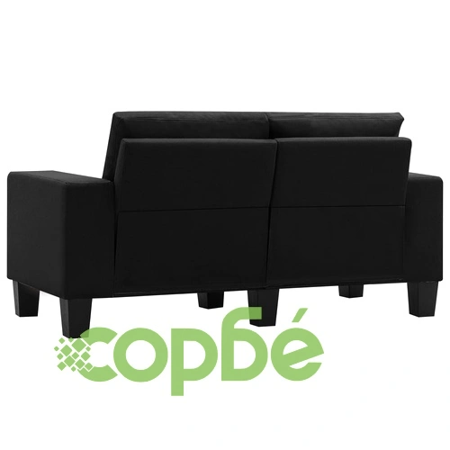 2-местен диван, черен, текстил ➤ топ цена ➤ sorbe.bg