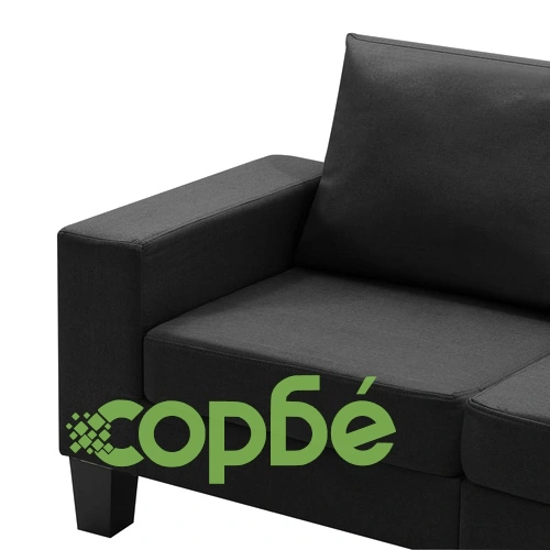 2-местен диван, черен, текстил ➤ топ цена ➤ sorbe.bg