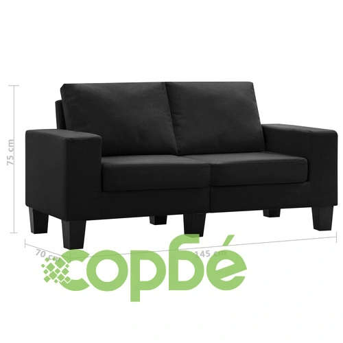 2-местен диван, черен, текстил ➤ топ цена ➤ sorbe.bg