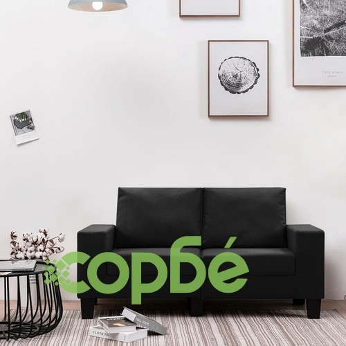 2-местен диван, черен, текстил ➤ топ цена ➤ sorbe.bg