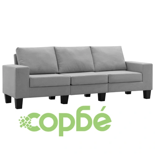 3-местен диван, светлосив, текстил ➤ топ цена ➤ sorbe.bg