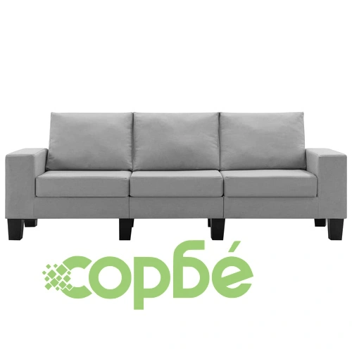 3-местен диван, светлосив, текстил ➤ топ цена ➤ sorbe.bg