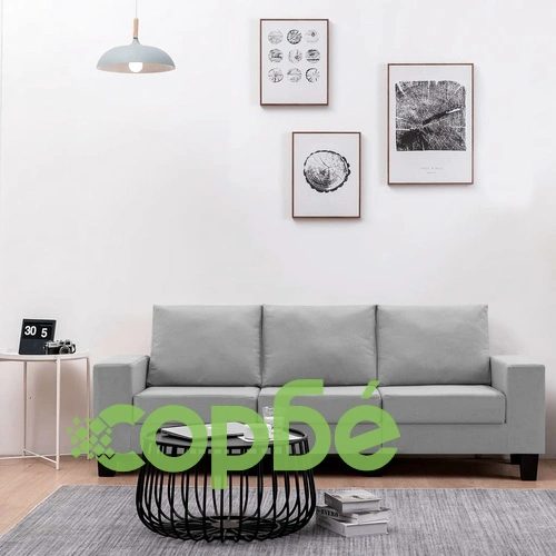 3-местен диван, светлосив, текстил ➤ топ цена ➤ sorbe.bg