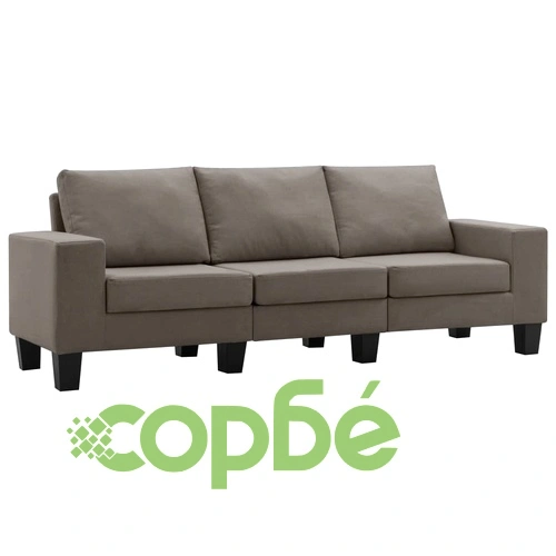 3-местен диван, таупе, текстил ➤ топ цена ➤ sorbe.bg