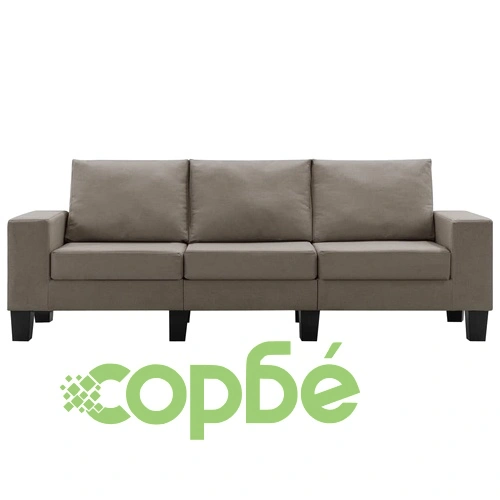 3-местен диван, таупе, текстил ➤ топ цена ➤ sorbe.bg