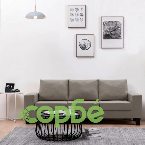 3-местен диван, таупе, текстил ➤ топ цена ➤ sorbe.bg