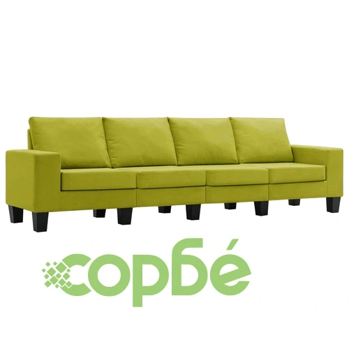 4-местен диван, зелен, текстил ➤ топ цена ➤ sorbe.bg