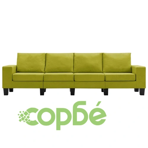 4-местен диван, зелен, текстил ➤ топ цена ➤ sorbe.bg