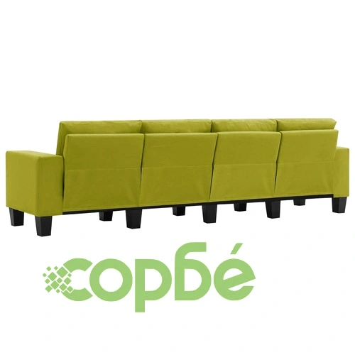 4-местен диван, зелен, текстил ➤ топ цена ➤ sorbe.bg