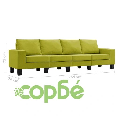 4-местен диван, зелен, текстил ➤ топ цена ➤ sorbe.bg