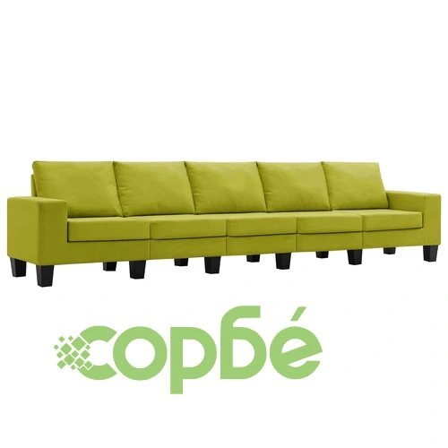 5-местен диван, зелен, текстил ➤ топ цена ➤ sorbe.bg