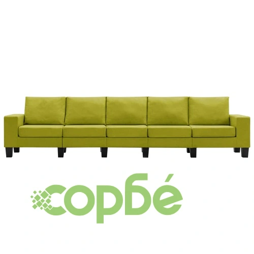 5-местен диван, зелен, текстил ➤ топ цена ➤ sorbe.bg