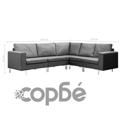 Комплект дивани, 5 части, текстил, тъмносиви ➤ топ цена ➤ sorbe.bg