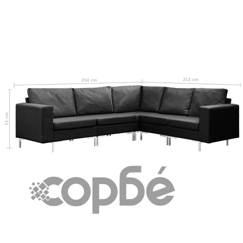 Комплект дивани, 5 части, текстил, черен ➤ топ цена ➤ sorbe.bg
