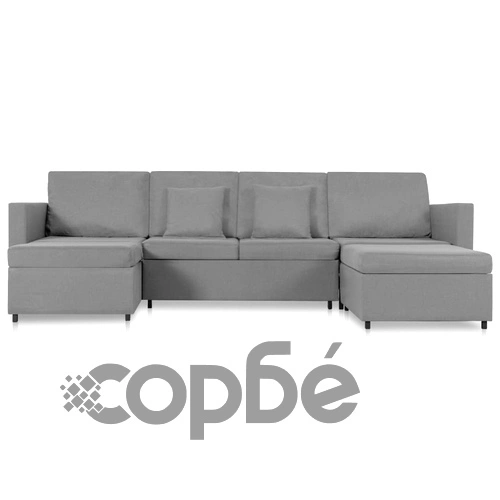 4-местен разтегателен диван, текстил, светлосив ➤ топ цена ➤ sorbe.bg