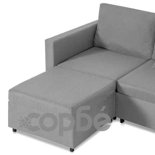 4-местен разтегателен диван, текстил, светлосив ➤ топ цена ➤ sorbe.bg