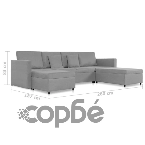 4-местен разтегателен диван, текстил, светлосив ➤ топ цена ➤ sorbe.bg