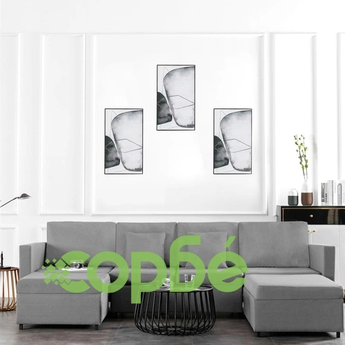 4-местен разтегателен диван, текстил, светлосив ➤ топ цена ➤ sorbe.bg