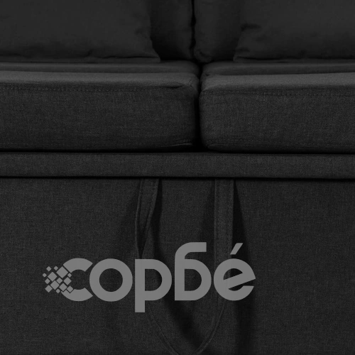 4-местен разтегателен диван, текстил, черен ➤ топ цена ➤ sorbe.bg