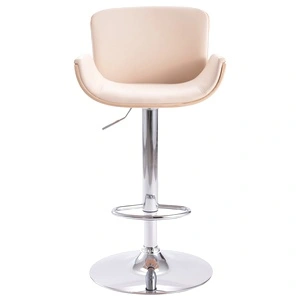 Бар табуретка, кремав, изкуствена кожа