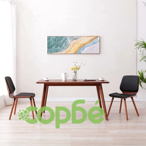 Трапезни столове, 2 бр, черни, изкуствена кожа ➤ топ цена ➤ sorbe.bg