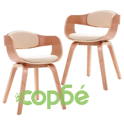 Трапезни столове, 2 бр, извито дърво и изкуствена кожа ➤ топ цена ➤ sorbe.bg