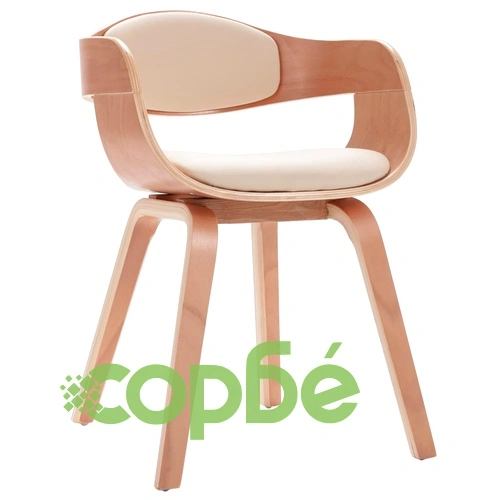 Трапезни столове, 2 бр, извито дърво и изкуствена кожа ➤ топ цена ➤ sorbe.bg