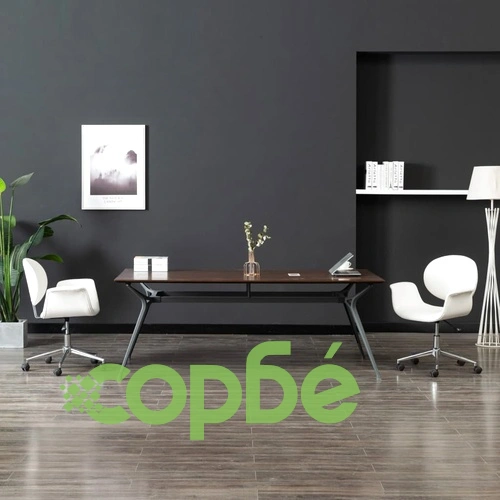 Въртящ се трапезен стол, бял, изкуствена кожа ➤ топ цена ➤ sorbe.bg