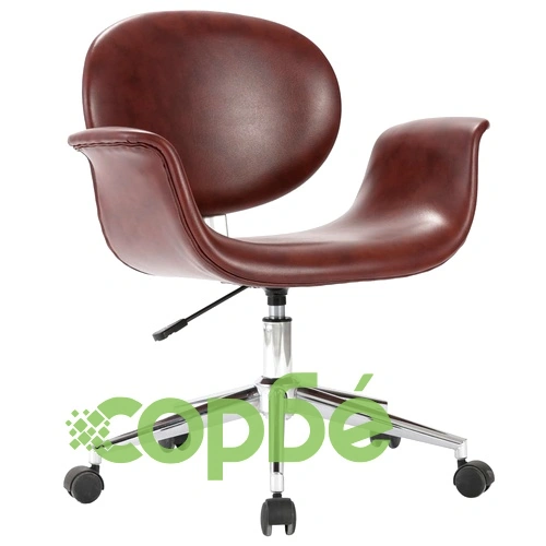 Въртящ се трапезен стол, кафяв, изкуствена кожа ➤ топ цена ➤ sorbe.bg