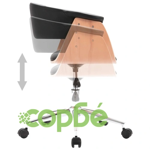 Въртящ се трапезен стол, черен, извито дърво, изкуствена кожа ➤ топ цена ➤ sorbe.bg