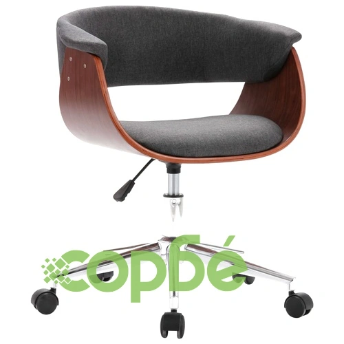 Въртящ се трапезен стол, сив, извито дърво и текстил ➤ топ цена ➤ sorbe.bg