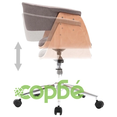 Въртящ се трапезен стол, таупе, извито дърво и текстил ➤ топ цена ➤ sorbe.bg