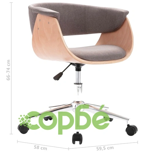 Въртящ се трапезен стол, таупе, извито дърво и текстил ➤ топ цена ➤ sorbe.bg